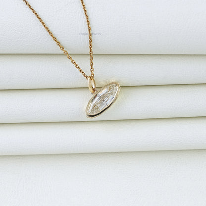 East West Step Cut Moval Bezel Set Pendant