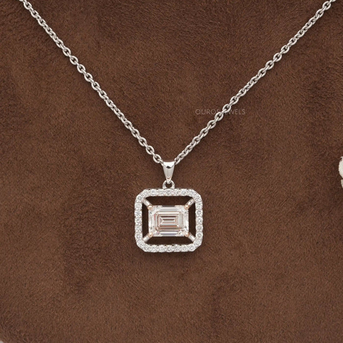 [Emerald Cut Diamond Pendant]-[Ouros Jewels]