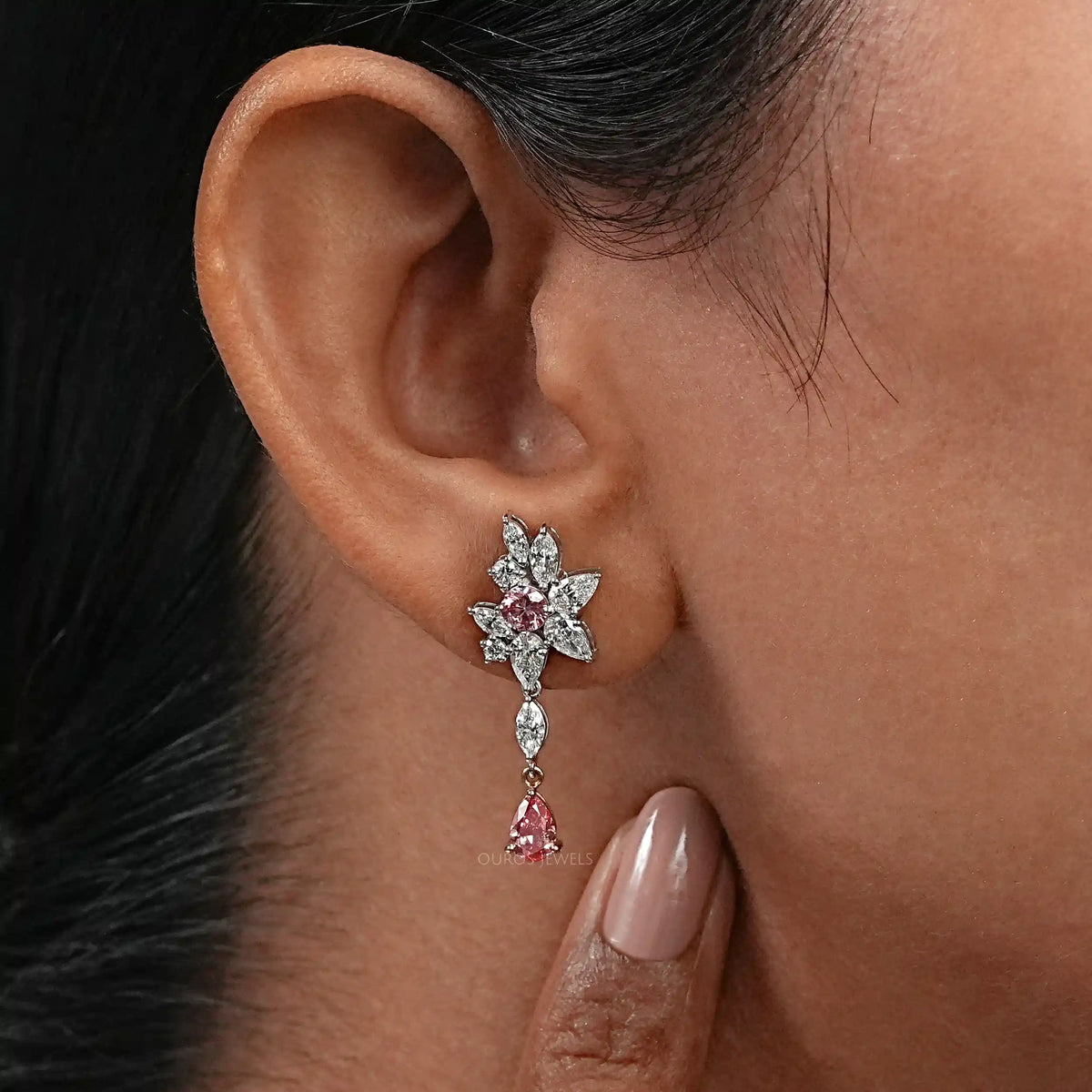 Multi Shape Lab Diamond Cluster Earrings Earrings