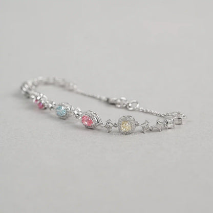 Color Diamond Halo Link Bracelet Bracelet