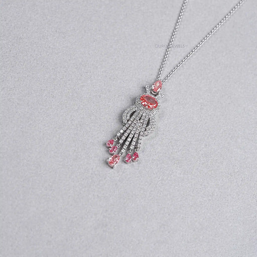 Pink Oval Cut Lab Diamond Pendant Necklace Necklaces