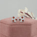 Red Ruby Three Stone Stud Earring