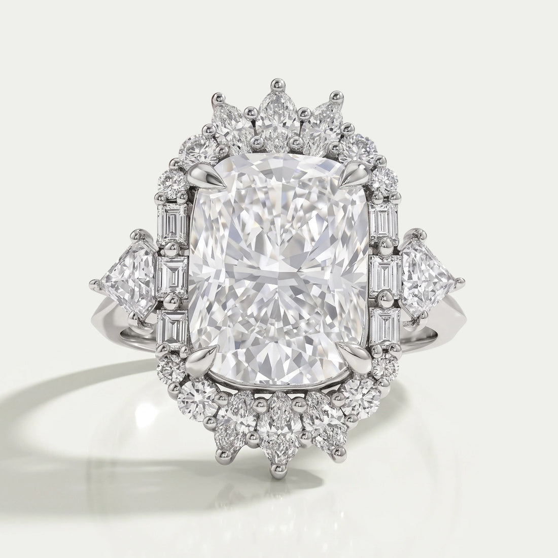 Elongated Cushion Cut Halo Engagement Ring – Ouros Jewels