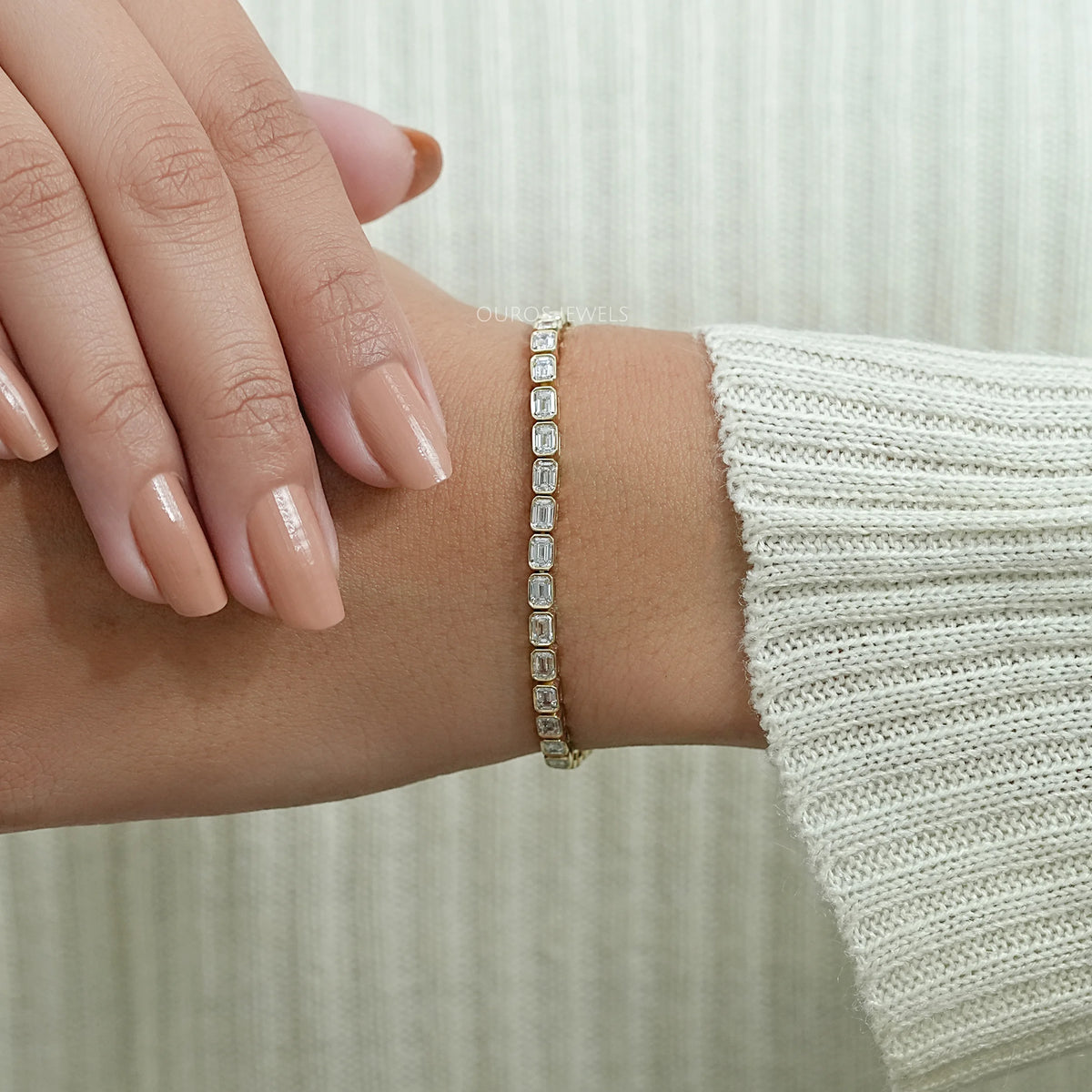 East West Emerald Cut Lab Grown Diamond Tennis Bracelet Bracelet