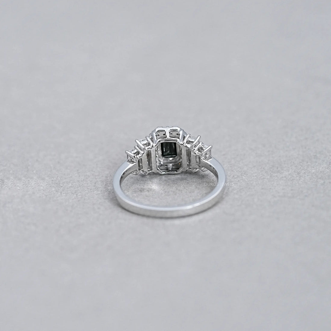Black Emerald Cut Accent Diamond Engagement Ring Rings