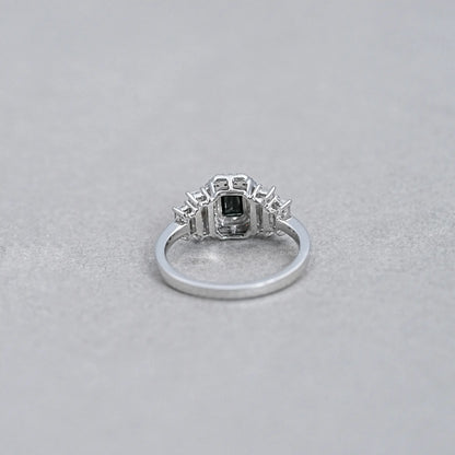 Black Emerald Cut Accent Diamond Engagement Ring Rings
