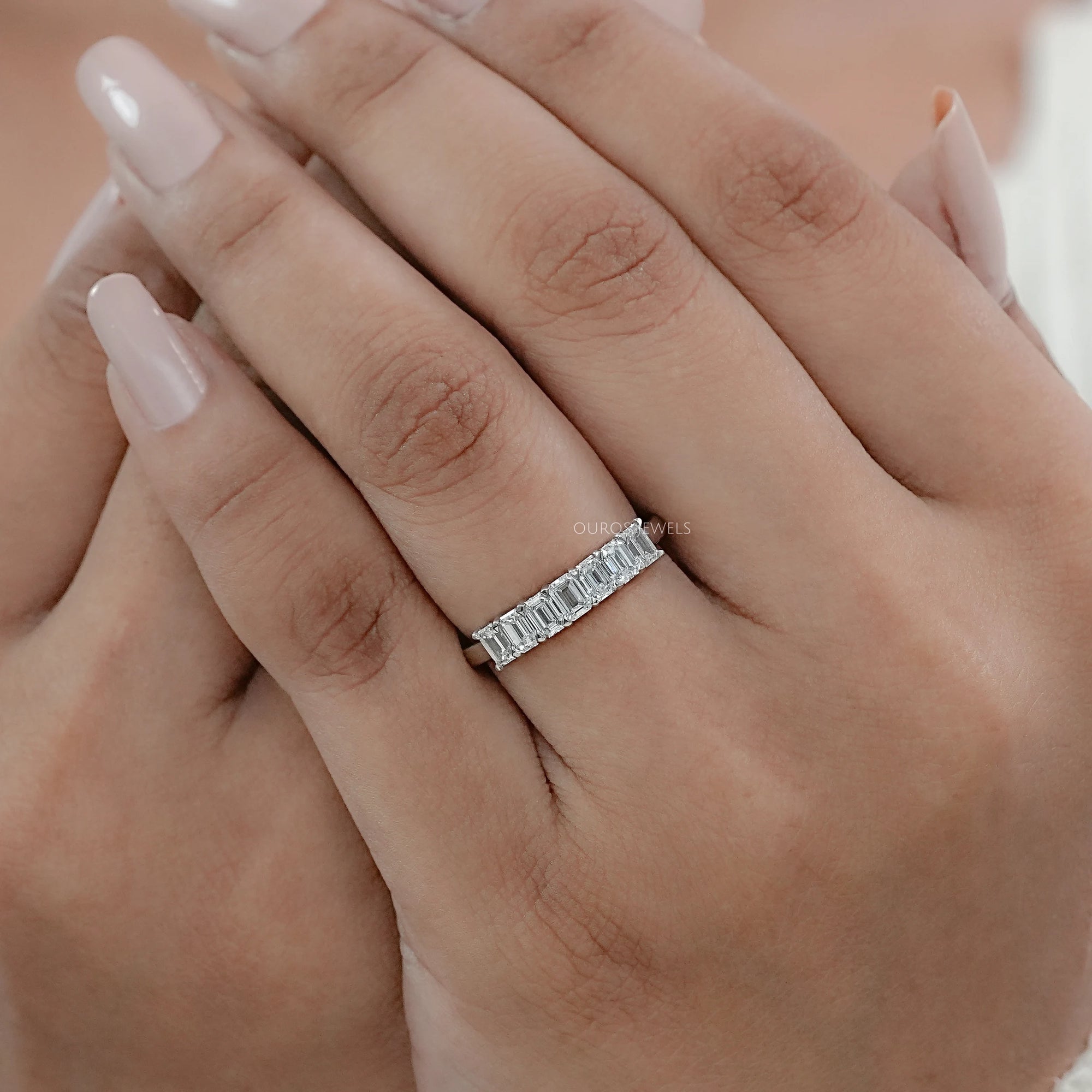 Seven Stone Lab Diamond Wedding Band Rings