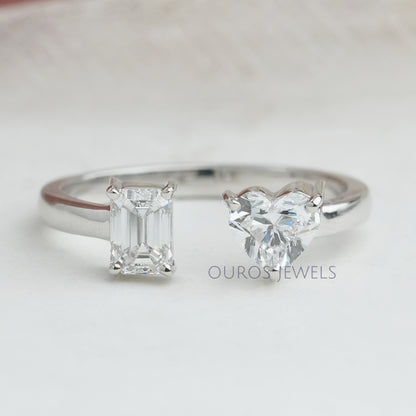 Emerald & Heart Cut Lab Grown Diamond Toi Et Moi Ring