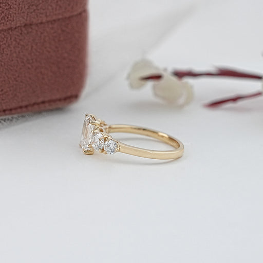 Emerald Lab Diamond Five Stone Engagement Ring Rings