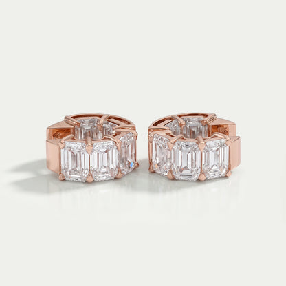 Lab Grown Emerald Cut Huggies Earrings Earring
