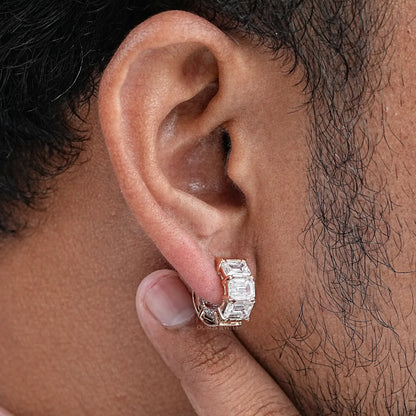 Emerald Lab Diamond Huggie Men's Earring Earring
