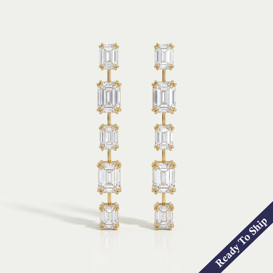Emerald Lab Diamond Liner Drop Earrings Earring