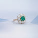 Emerald Square Cushion Round Halo Floral Engagement Ring