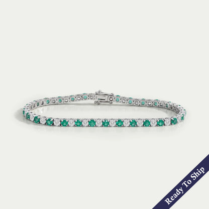 Green Round Gemstone And Lab Diamond Tennis Bracelet Bracelet