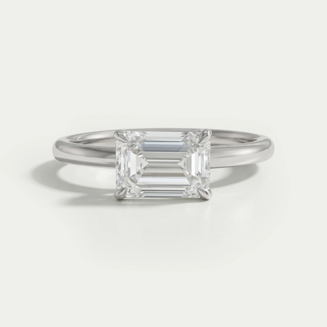 East West Emerald Lab Diamond Solitaire Ring Rings