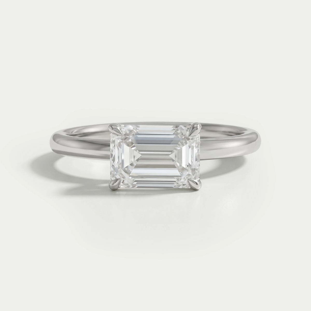 East West Emerald Lab Diamond Solitaire Ring Rings