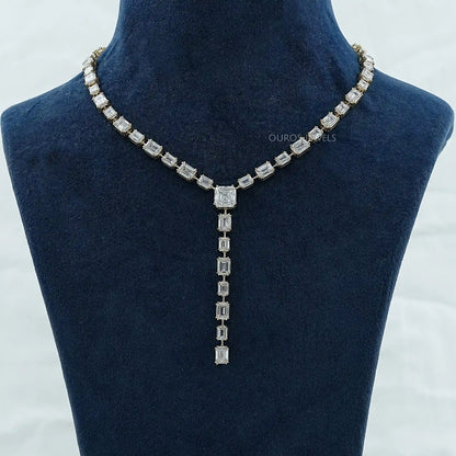 Emerald Lab Diamond Y Lariat Necklace