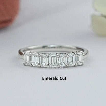 Seven Stone Lab Diamond Wedding Band Rings