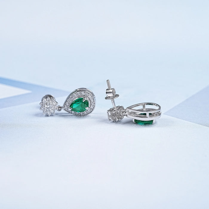 Pear Shape Emerald Drop Earrings Earrings