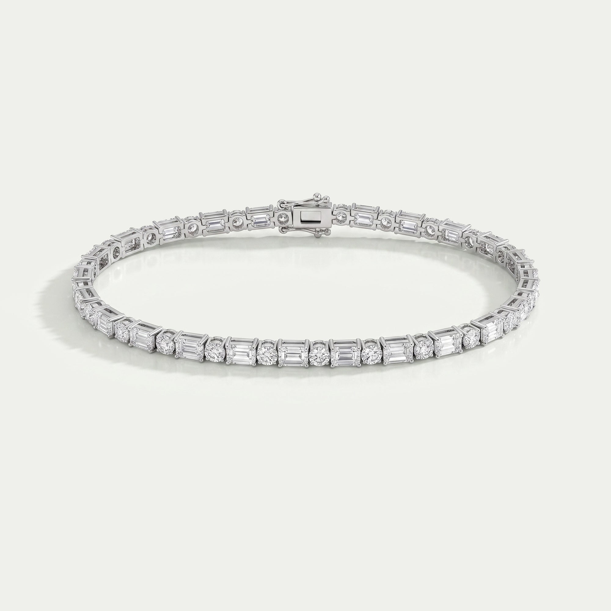 Emerald And Round Lab Diamond Tennis Bracelet Bracelet