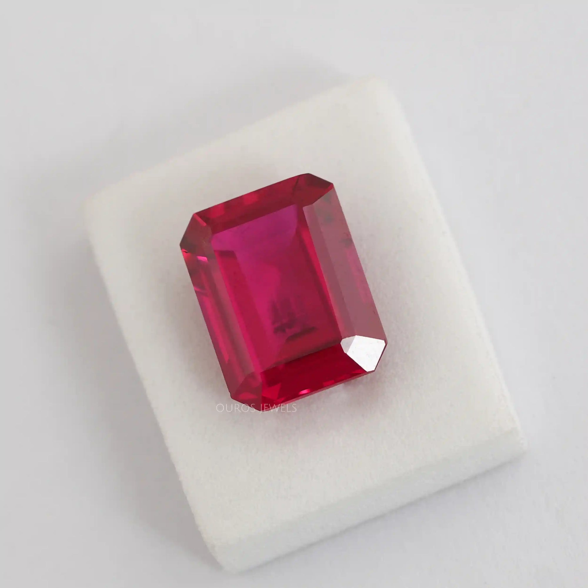 Emerald Shape Light Red Ruby Gemstone