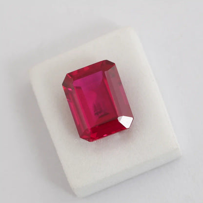 Emerald Shape Light Red Ruby Gemstone