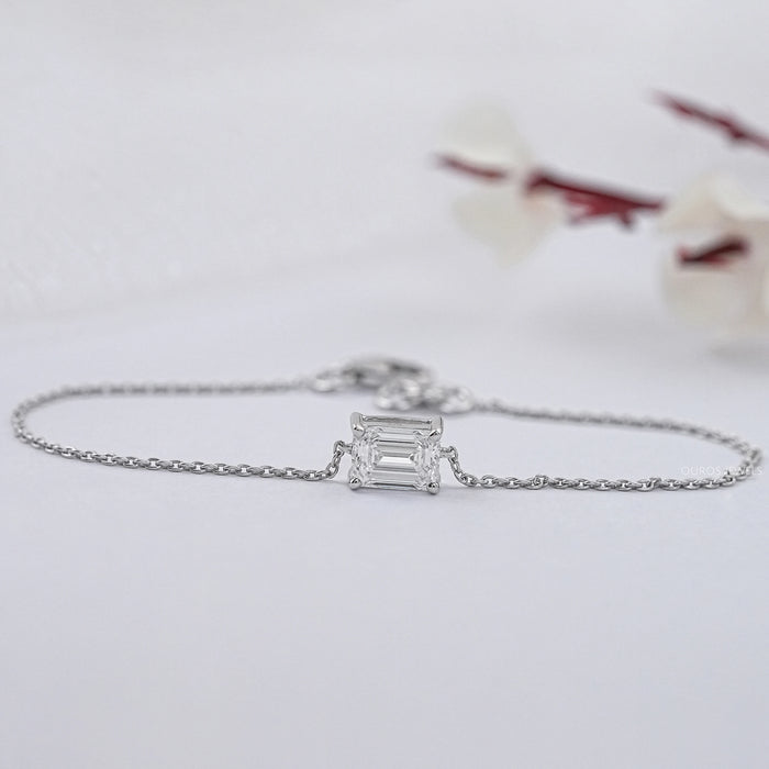 Brilliant Cut Lab Diamond Solitaire Bracelet Emerald Bracelet