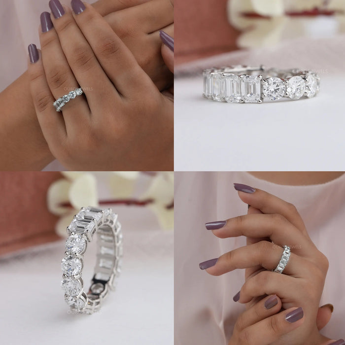 [Collage view of lab diamond wedding band]-[Ouros Jewels]