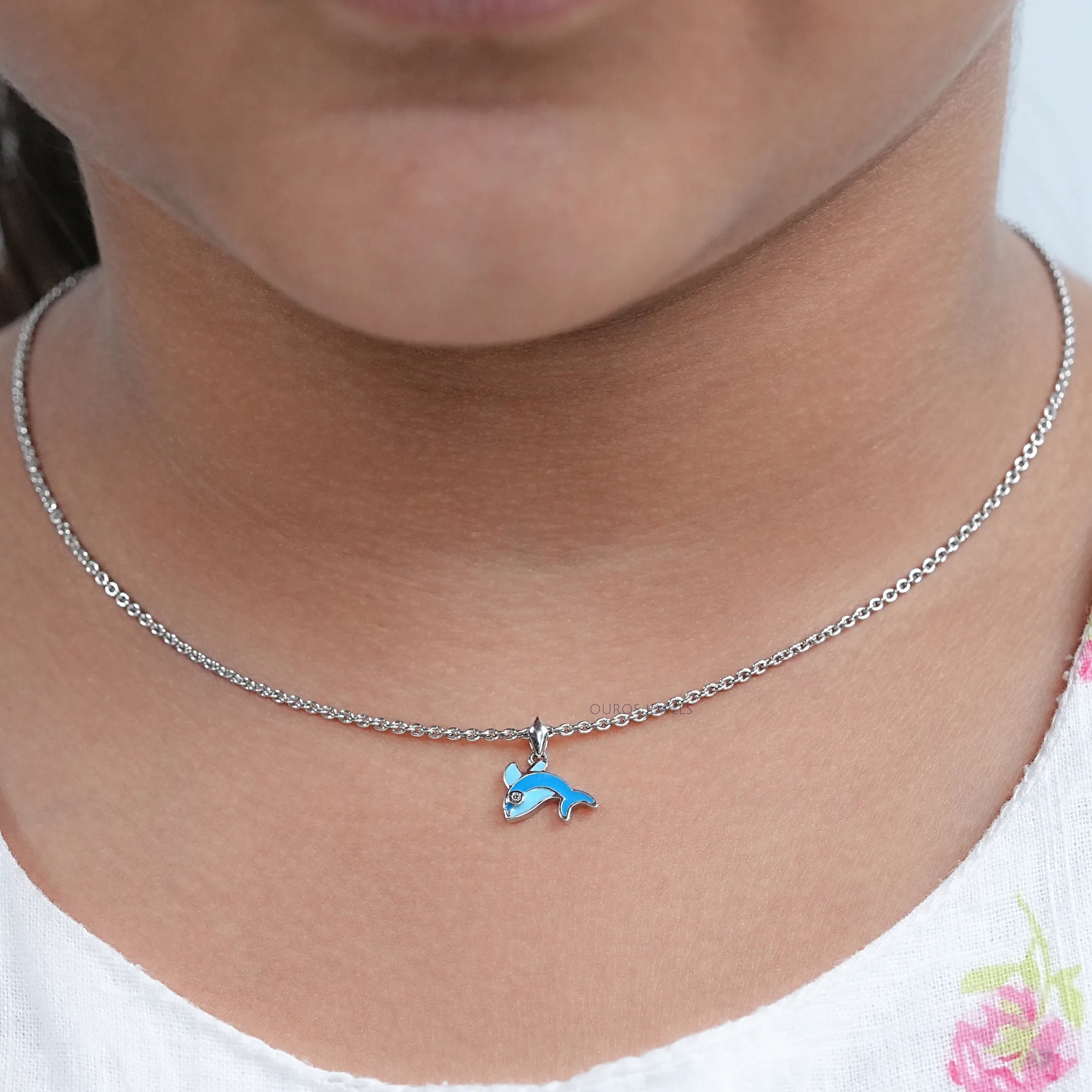 Blue Enamel Dolphin Charm Kids Pendant