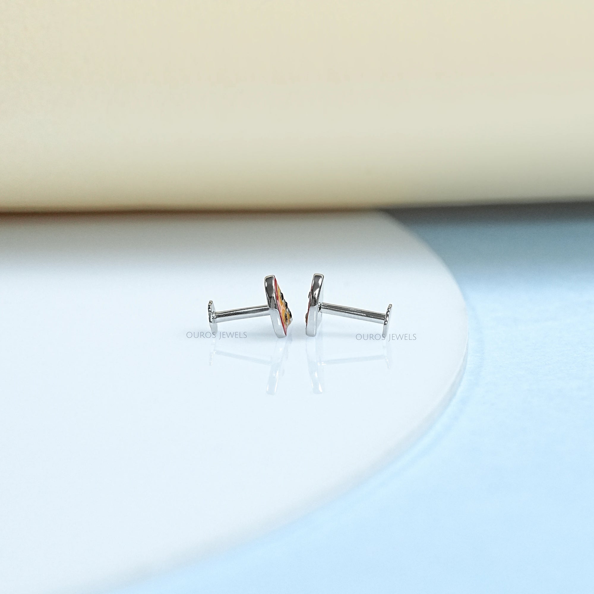Brown Gemstone Pizza Slice Baby Stud Earrings