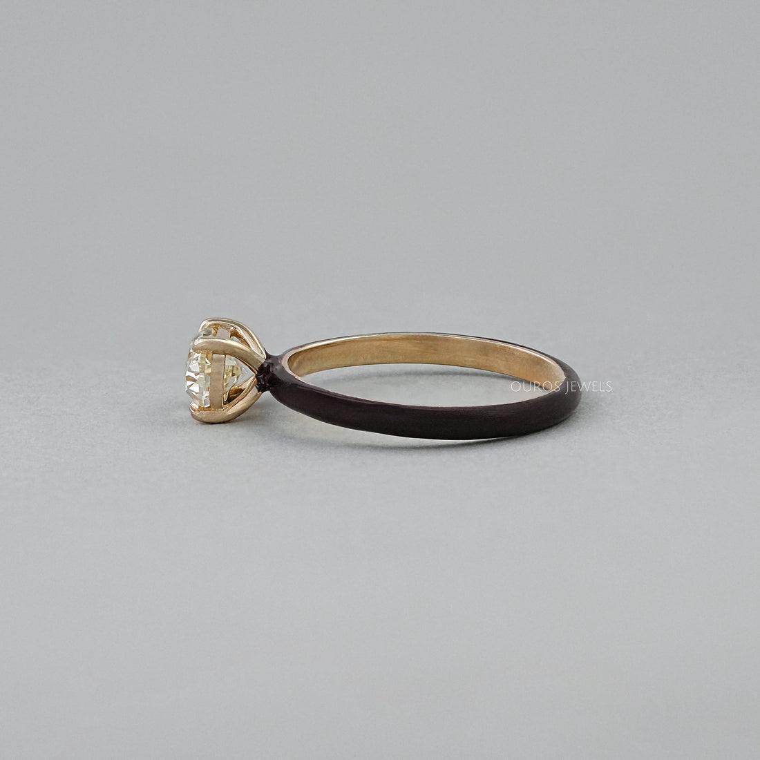 Brown Enamel Solitaire Lab Diamond Ring Ring