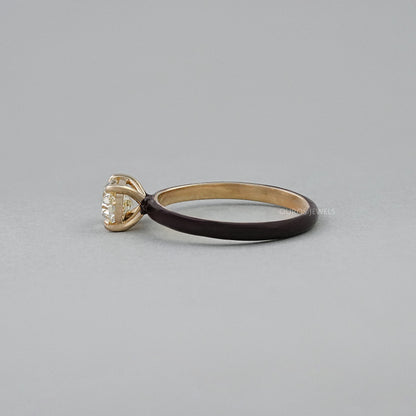 Brown Enamel Solitaire Lab Diamond Ring Ring
