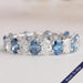 Blue Oval Cut Lab Diamond Eternity Wedding Band Ring