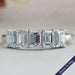 Five Stone Light Blue Emerald Cut Wedding Ring