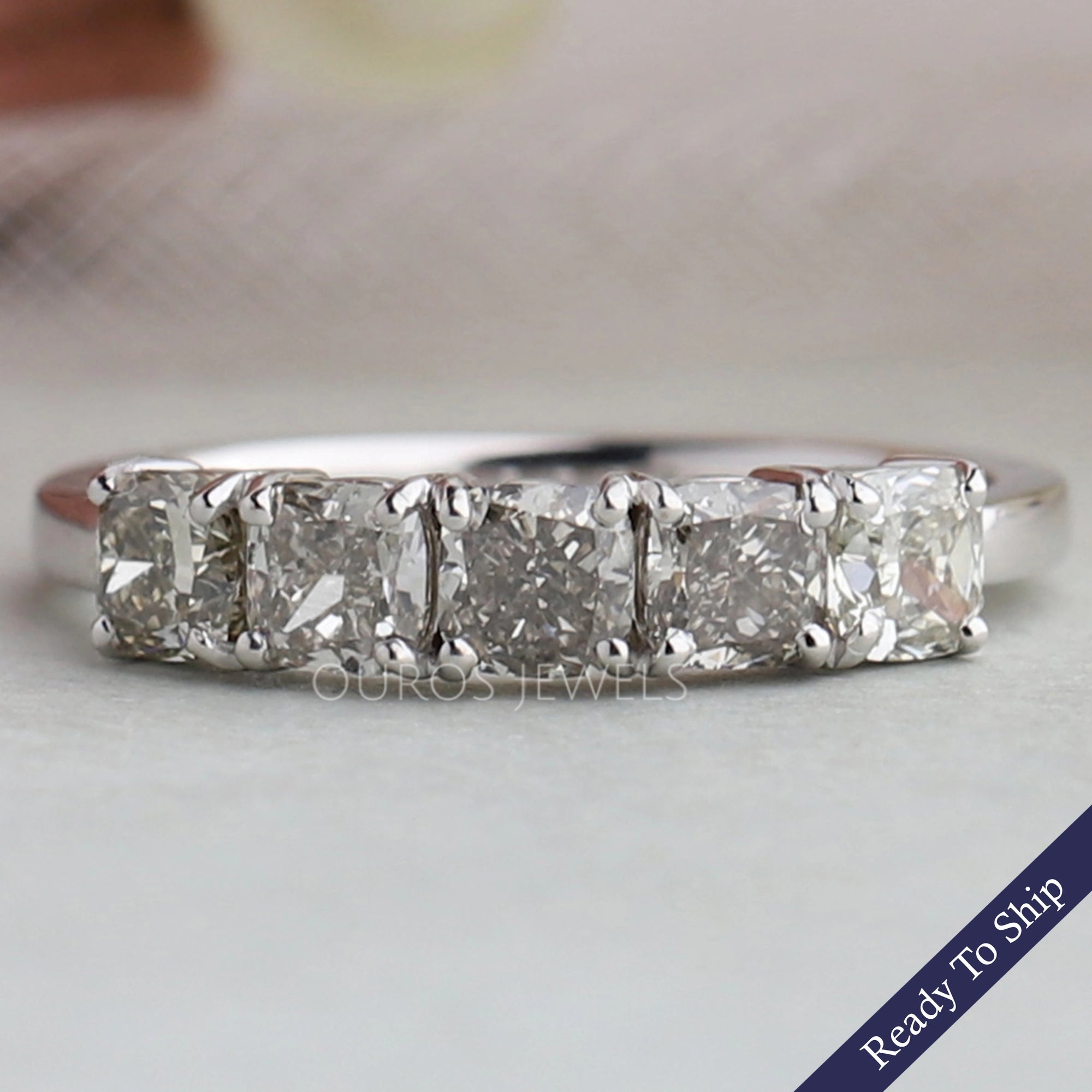 Olive Cushion Cut Wedding Band