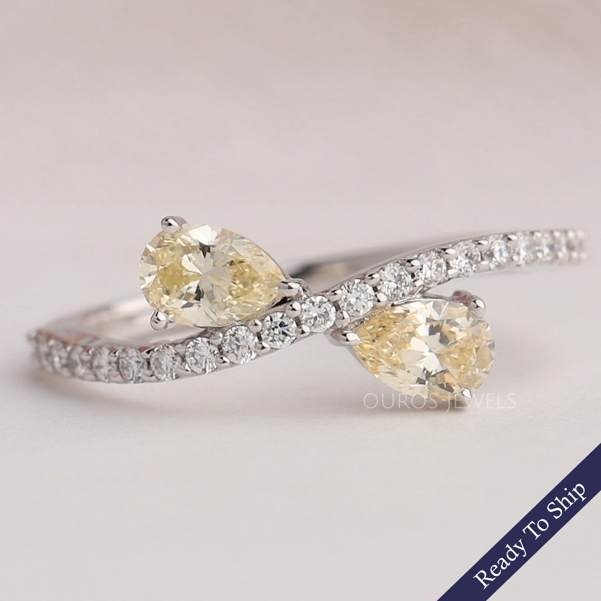 Yellow Pear Diamond Proposal Ring — Ouros Jewels