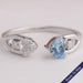 Blue Heart Cut Lab Diamond Open Cuff Dainty Ring Ring