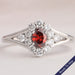 Red Oval Cut Halo Diamond Ring
