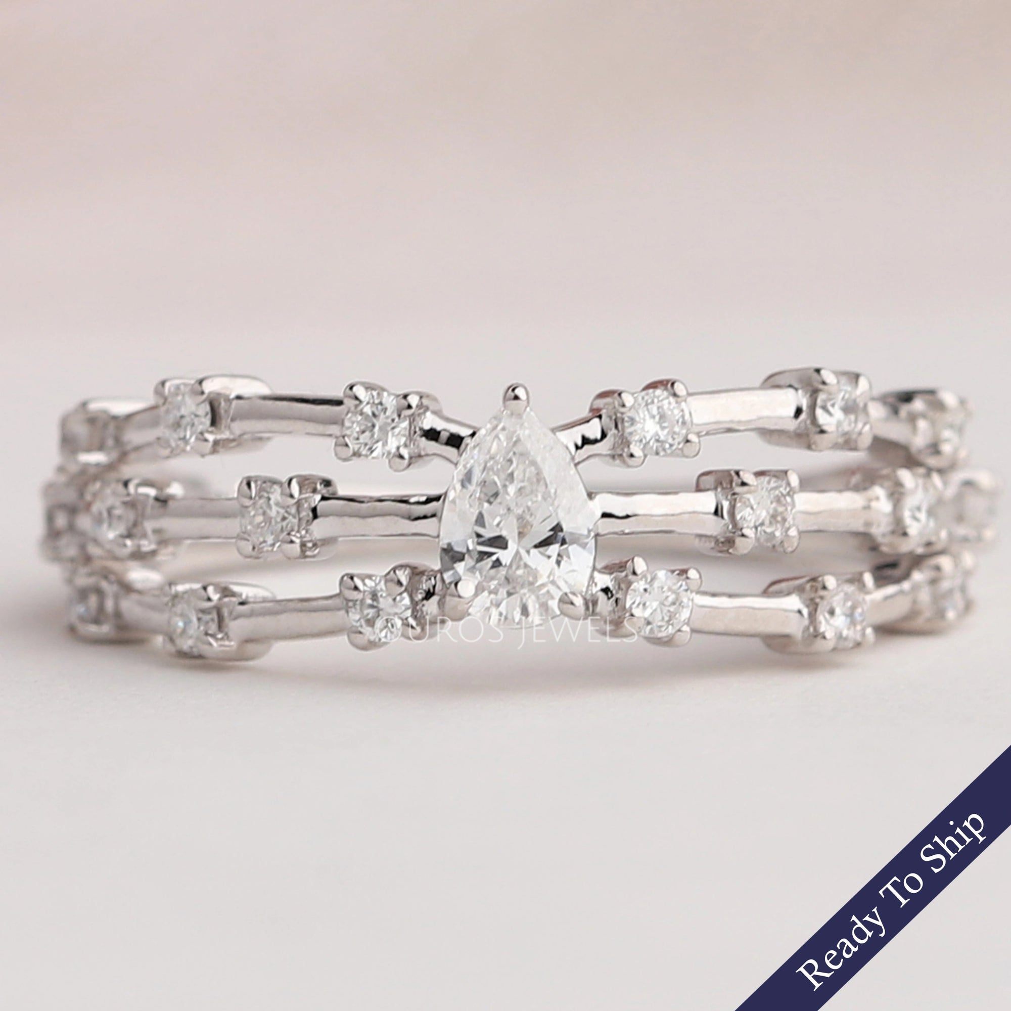 Pear Diamond Solitaire Accent Ring