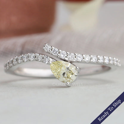 Yellow Pear Diamond Bypass Ring