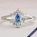 Blue Pear Cut Split Shank Wedding Ring