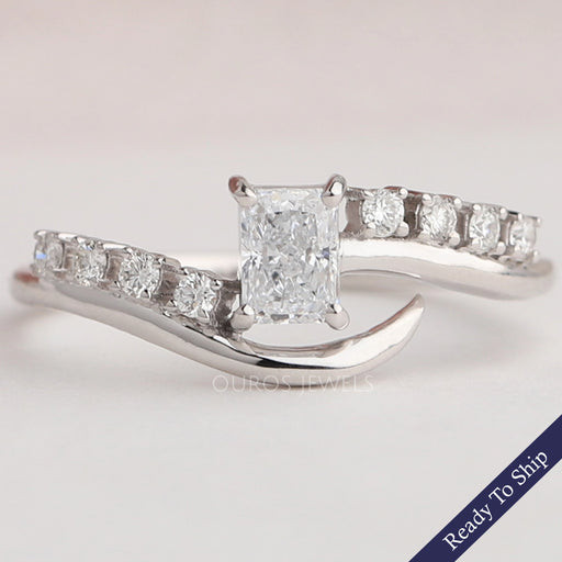 Radiant Cut Accent Diamond Wedding Ring