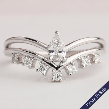Pear Diamond Curved Dainty Ring