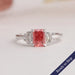 1.05 Carat Pink Radiant Cut With Bullet Cut Lab Diamond Three Stone Engagement Ring