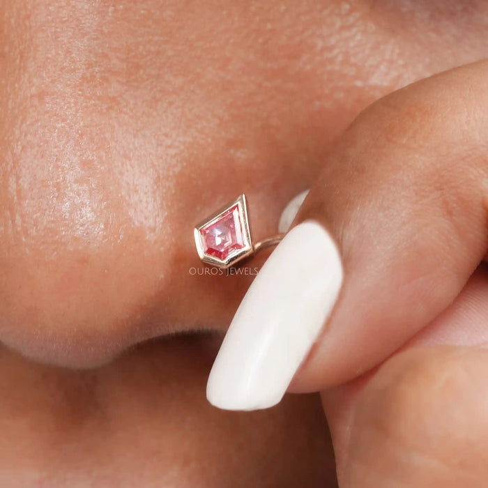 Kite Cut Pink Diamond Nose Pin for Women 