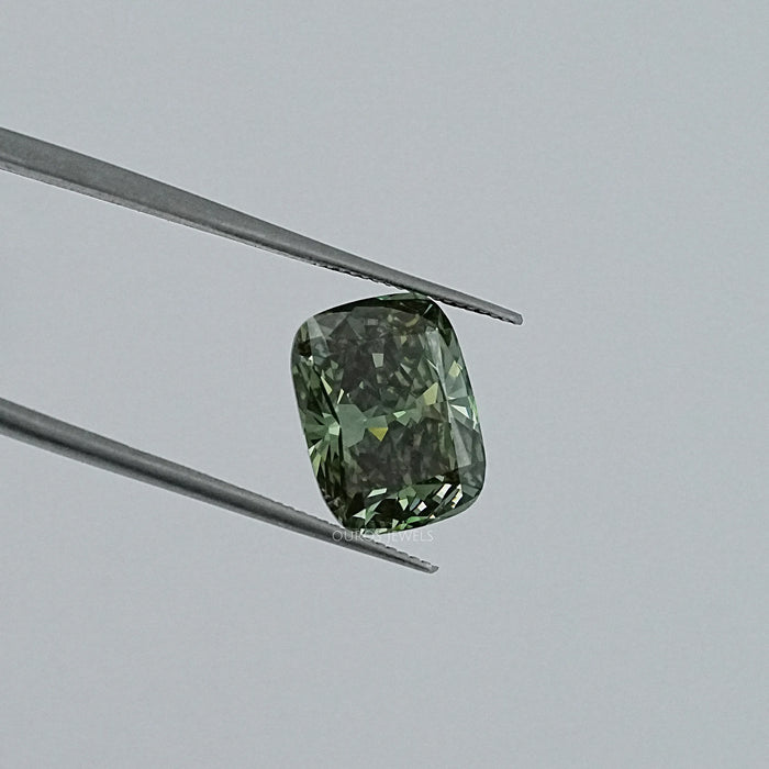 Fancy Deep Green Cushion Lab Diamond Loose