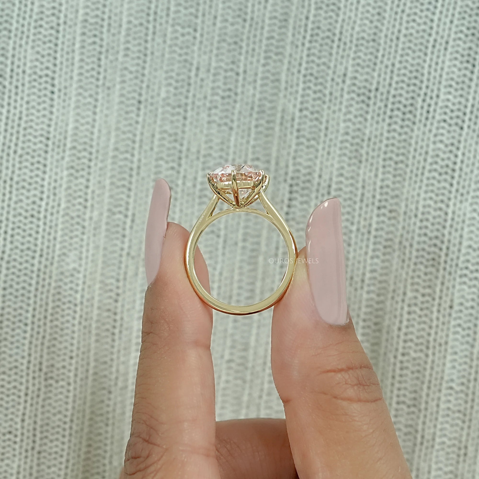 Fancy Intense Pink Old Mine Cushion Cut Solitaire Ring Ring