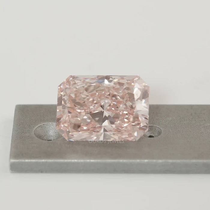 Certified Fancy Pink Diamond Radiant Diamond on Silver Pallete 