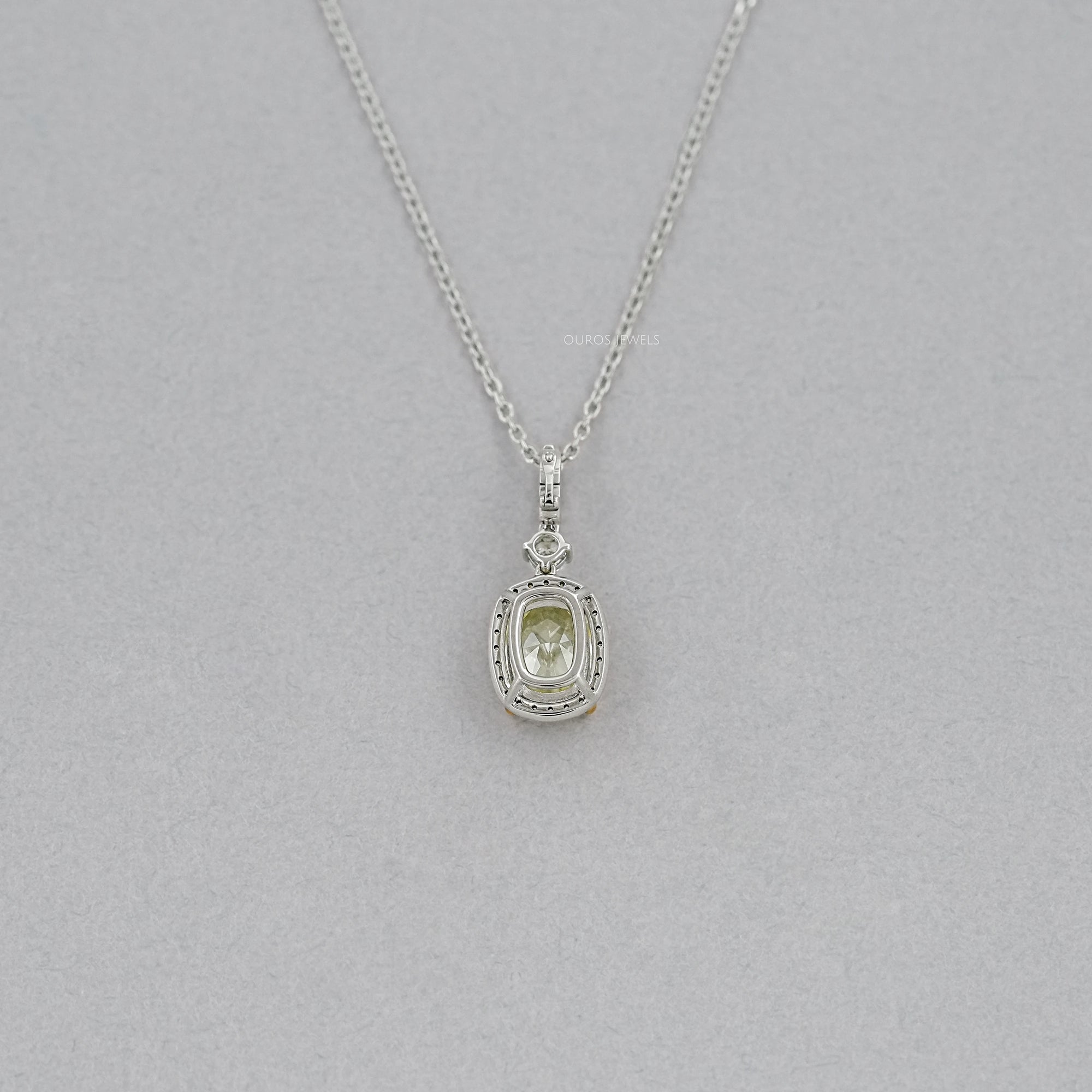 Fancy Intense Yellow Cushion Diamond Halo Pendant