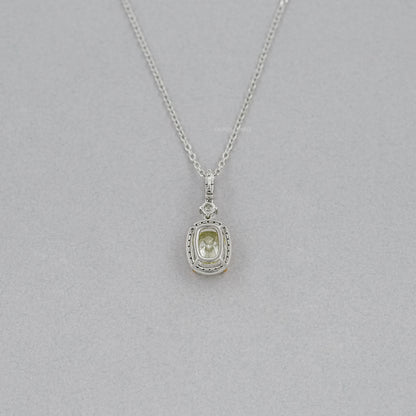 Fancy Intense Yellow Cushion Diamond Halo Pendant